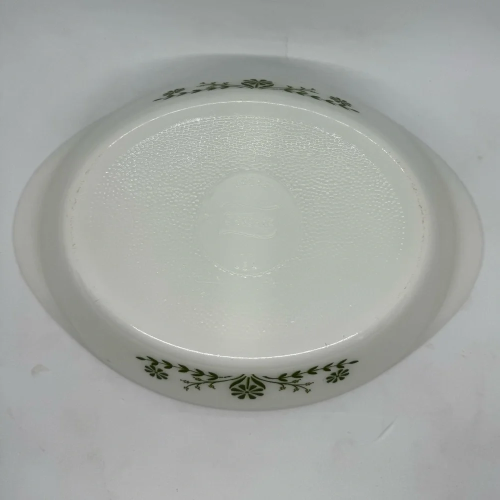 Vintage Glasbake Divided Casserole Dish -Jeanette Green Daisy- J-2352